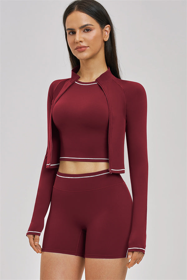 Conjunto de 3 piezas de chaqueta, top corto y pantalón corto Unbound