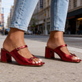 Women's Square Toe Slip-On Mule Sandals – Mid-Heel, Multi-Color