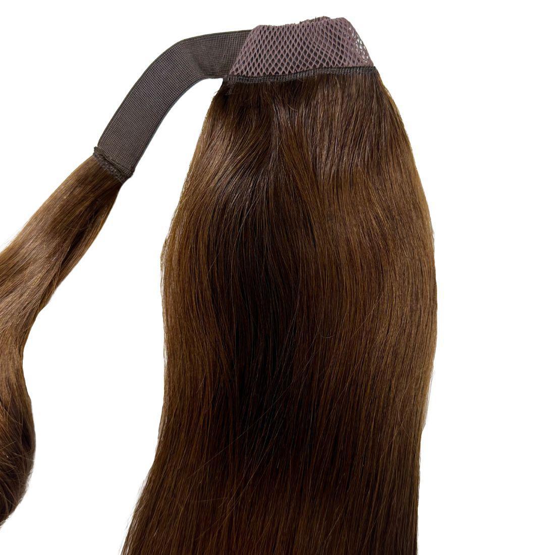 Cola de Caballo de Cabello Humano 100% Castaño Oscuro