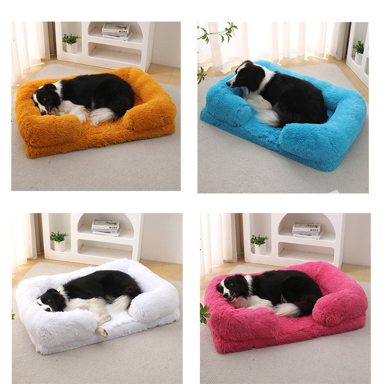 Plush Enclosed Round Pet House — 10 Colors, Sizes S–XXL