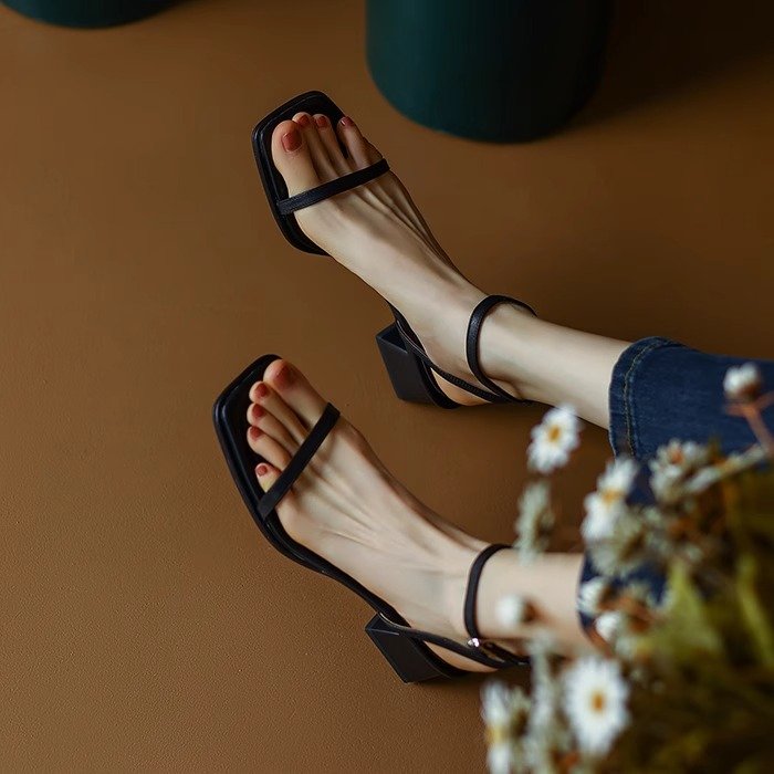 Open Toe Block Heel Buckle Sandals – Versatile Dress Sandal