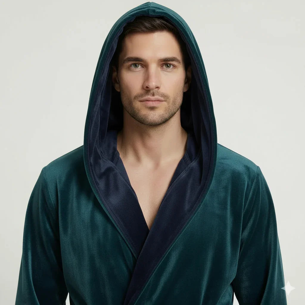 Bata de Hombre con Capucha – Confort de Felpa Ultra Suave para Uso Diario