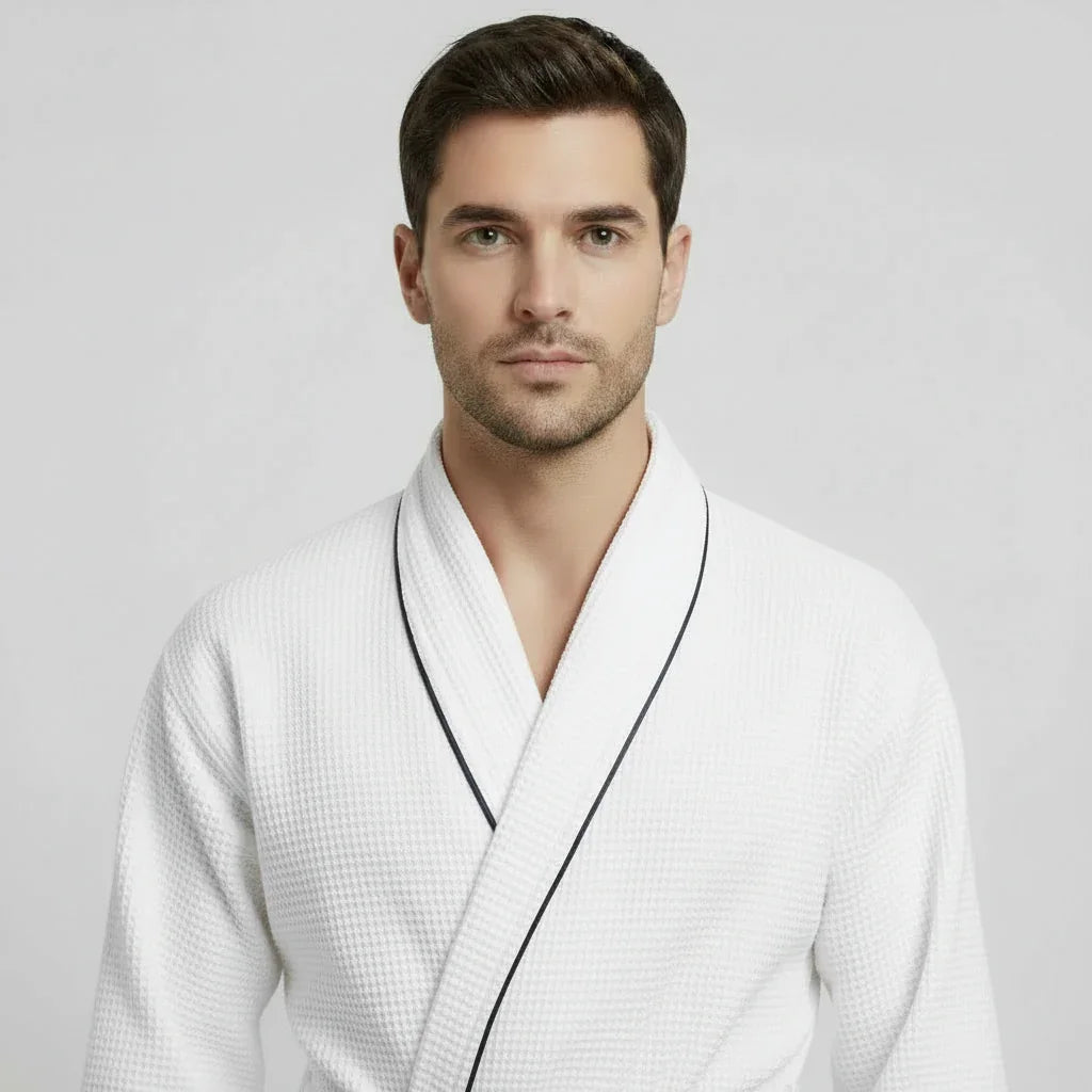 Bata de lujo con ribetes gofrados para hombre