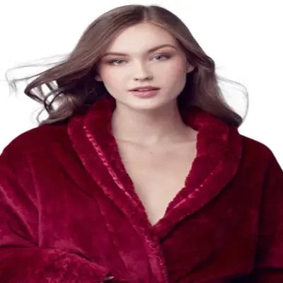 Bata de baño ultrasuave de felpa para mujer