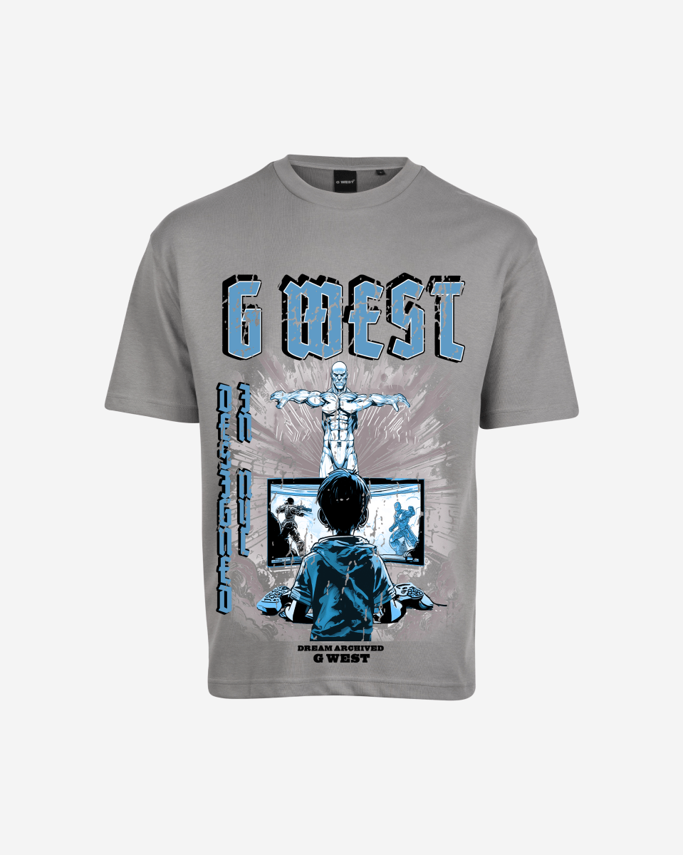 G West Game of G Baby Blue Black Oversized T-Shirt Mens