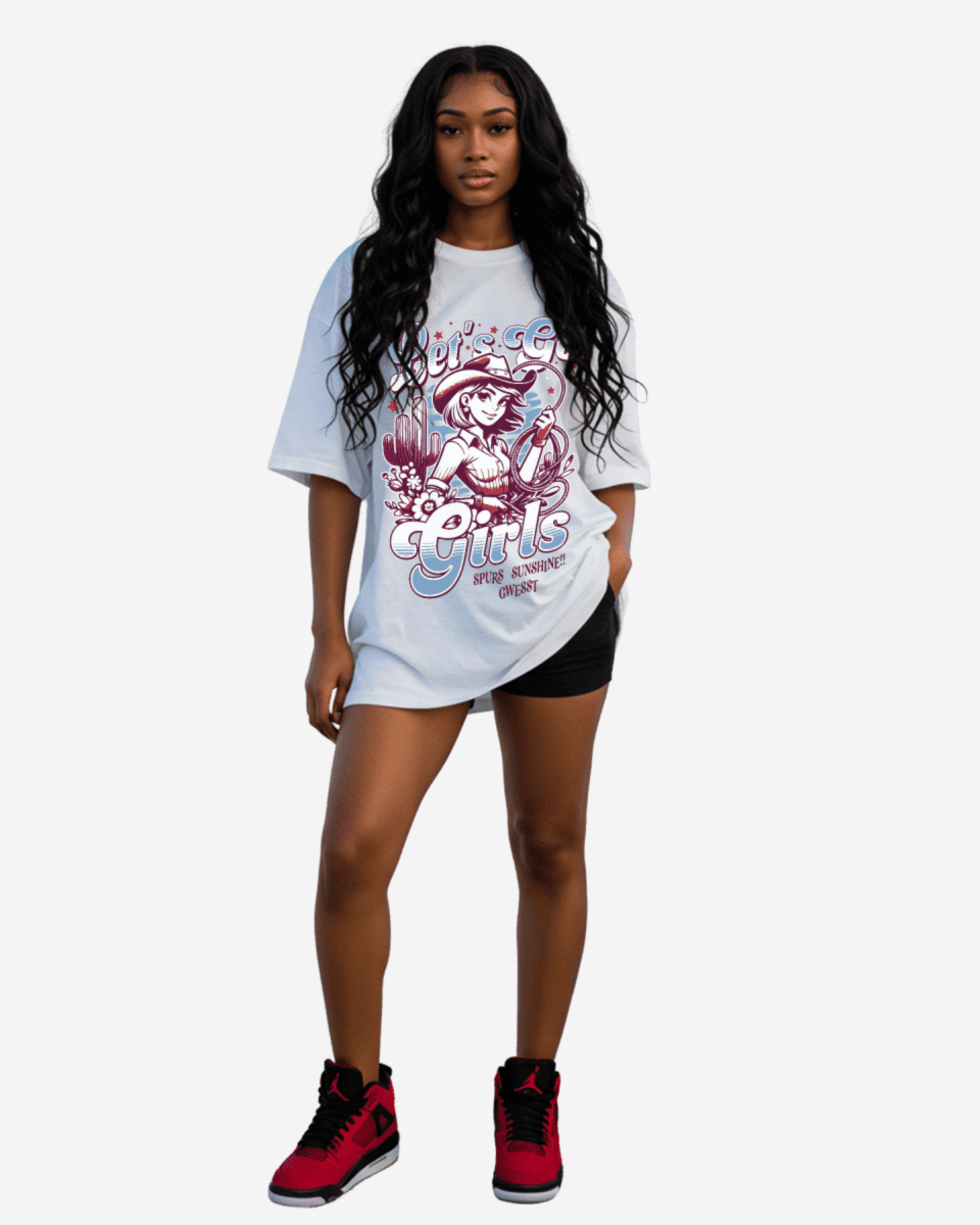Camiseta extragrande para mujer G West Let's Go Girls