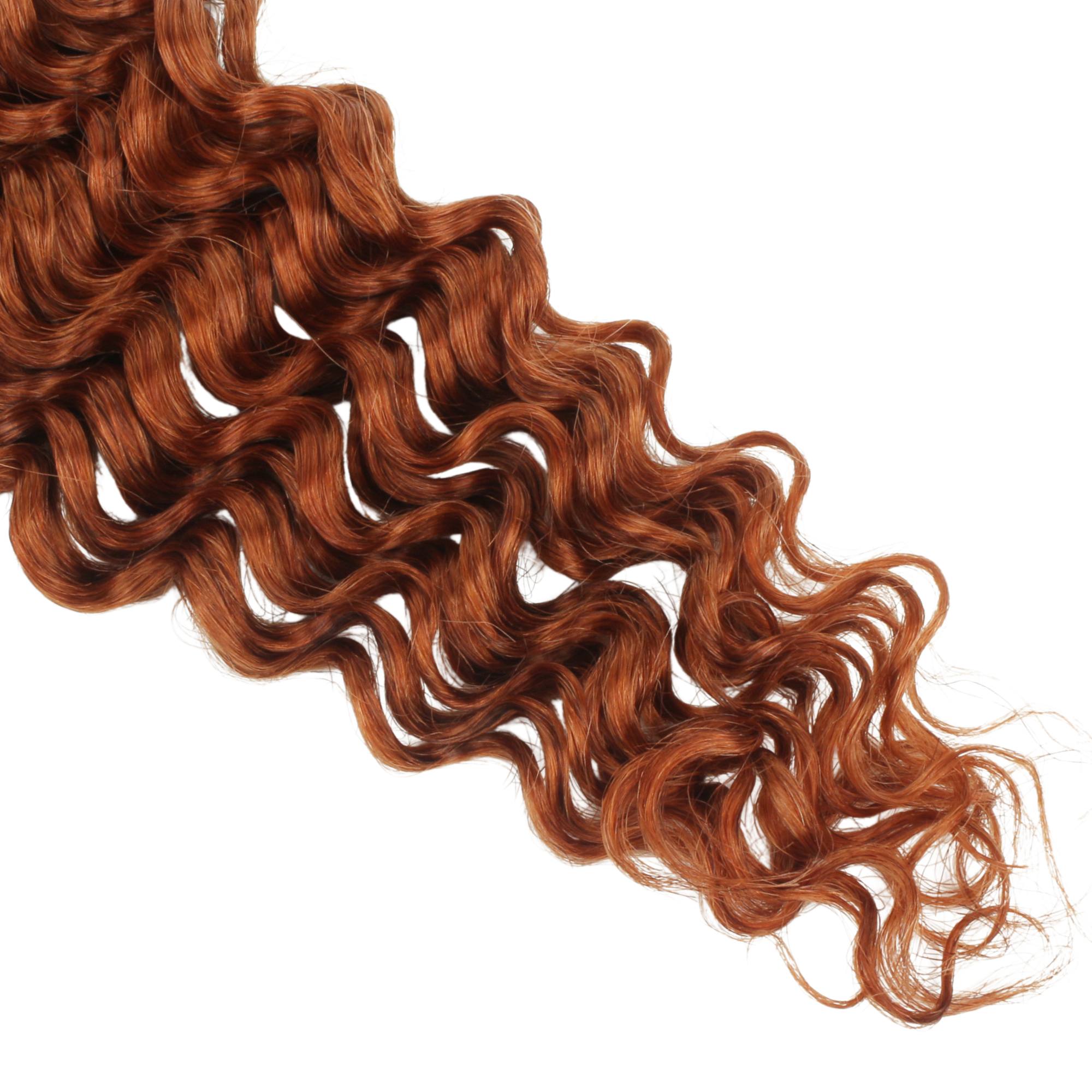 Pelo para trenzar 100 % humano a granel, ondulado profundo, color cobrizo 350