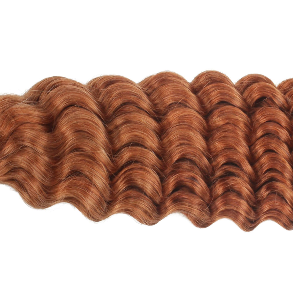 Pelo para trenzar 100 % humano a granel, ondulado profundo, color cobrizo 350