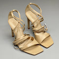 SCHUTZ Bryce Tobillera Sandalia de tacón alto de cuero para mujer Nude claro Talla 9B (Nueva)
