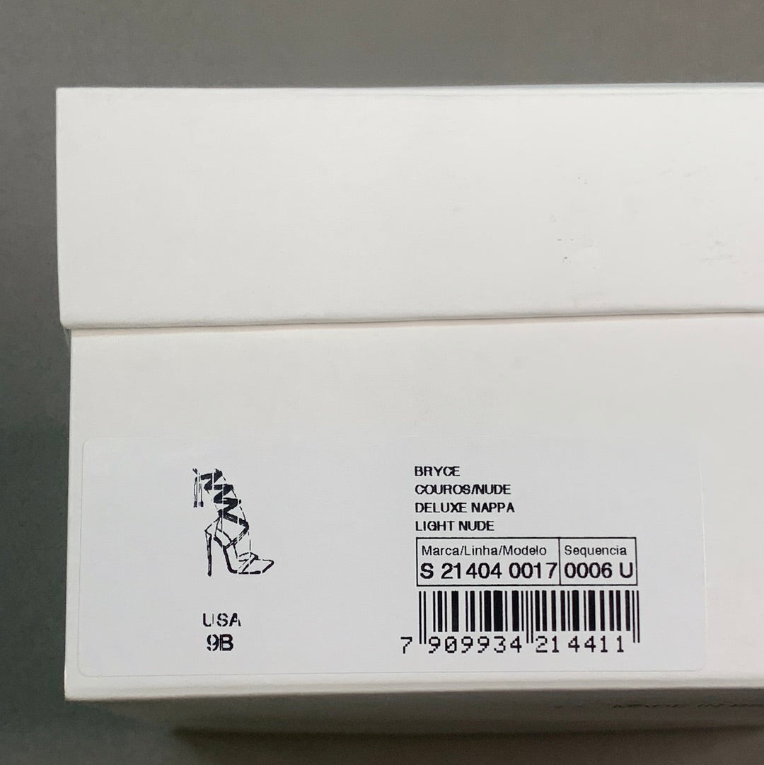 SCHUTZ Bryce Tobillera Sandalia de tacón alto de cuero para mujer Nude claro Talla 9B (Nueva)