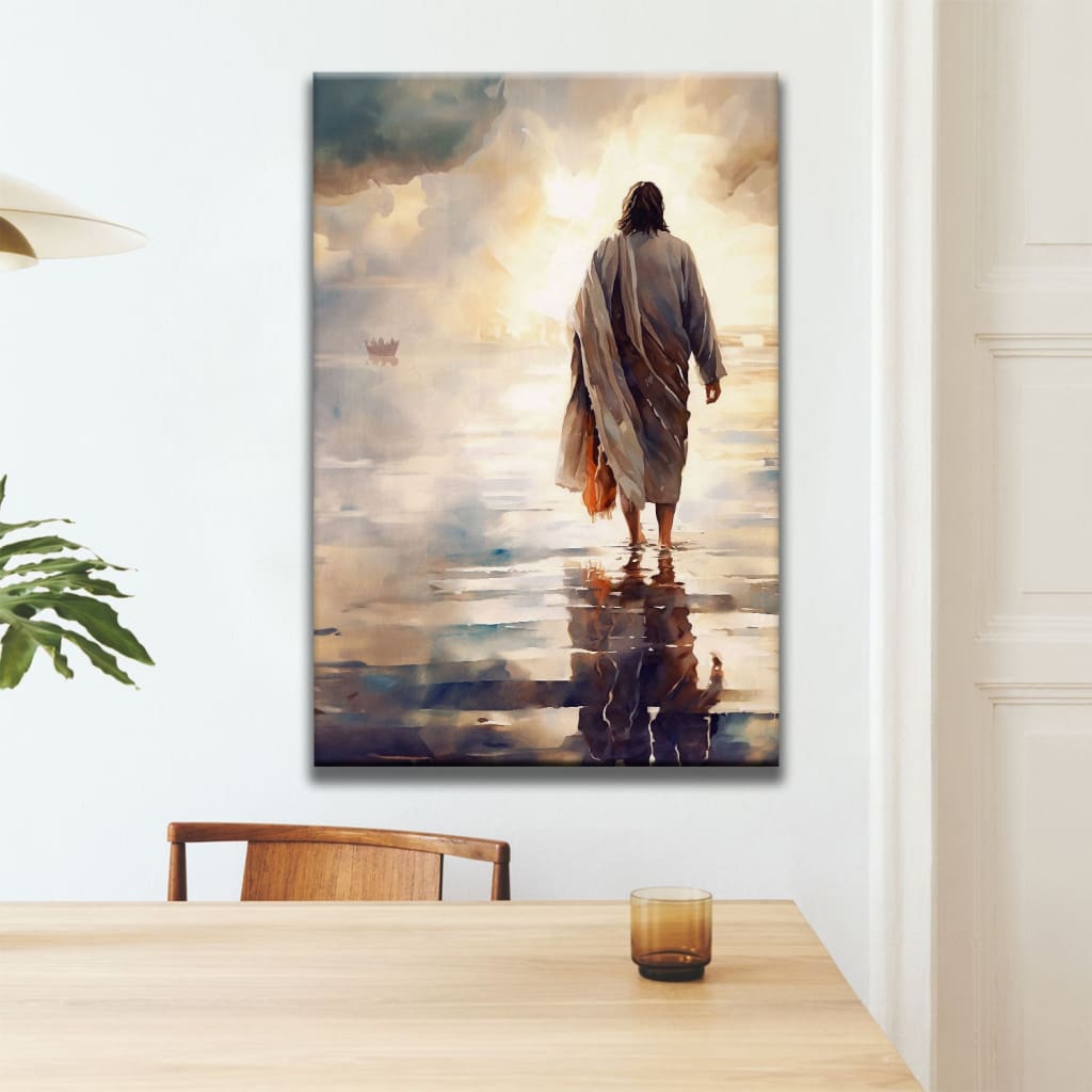 Jesús Caminando sobre el Agua Arte de Pared Impresión en Lienzo