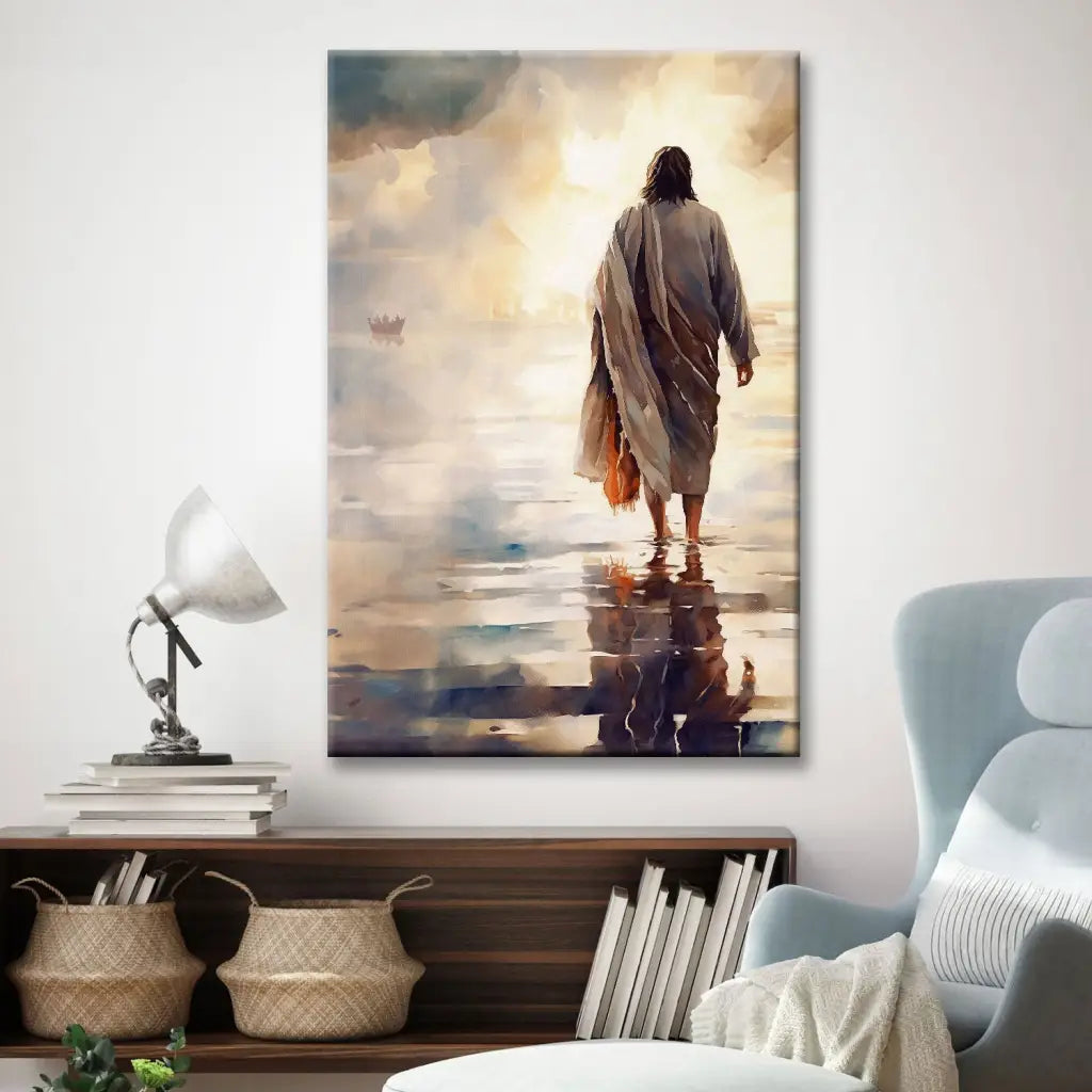 Jesús Caminando sobre el Agua Arte de Pared Impresión en Lienzo