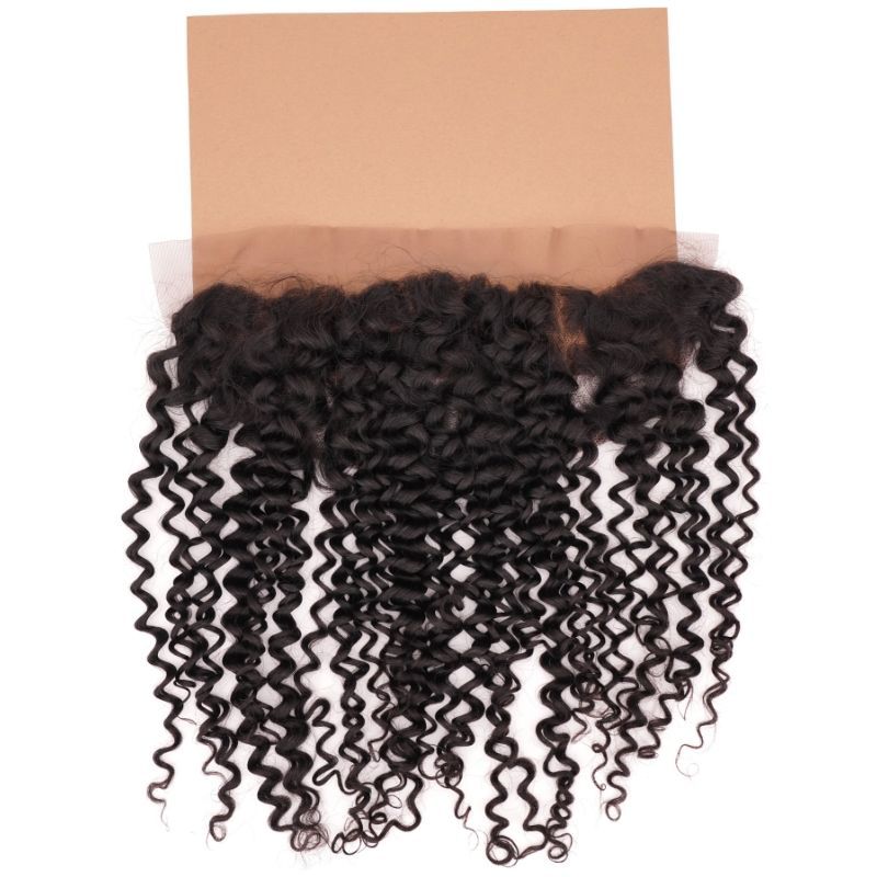 Frontal de cabello humano de encaje transparente Kinky Curly 13x4