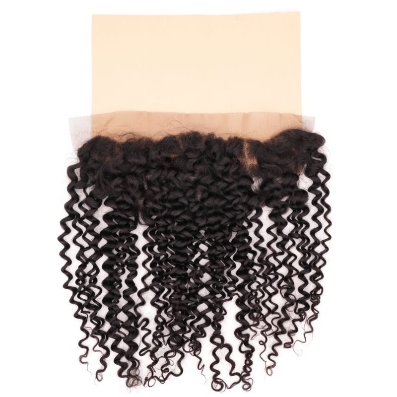 Frontal de cabello humano de encaje transparente Kinky Curly 13x4