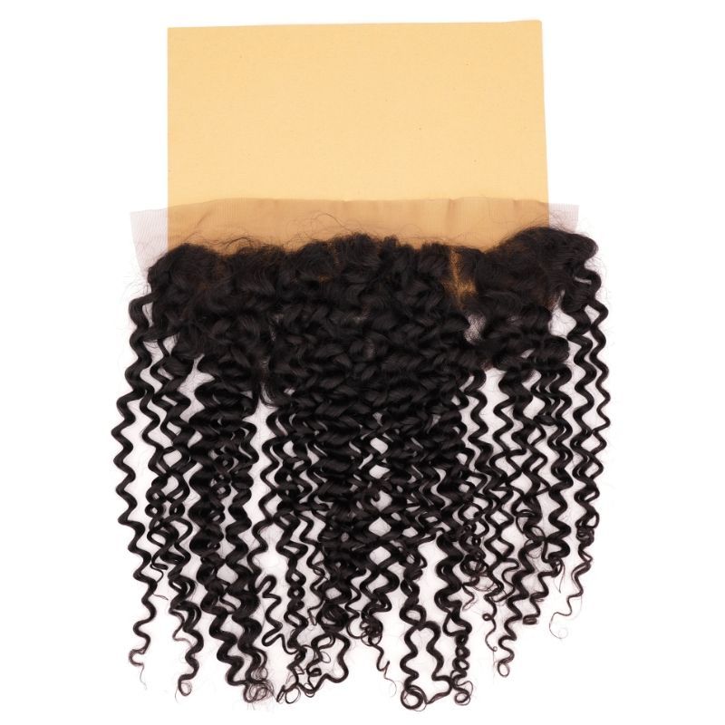 Frontal de cabello humano de encaje transparente Kinky Curly 13x4