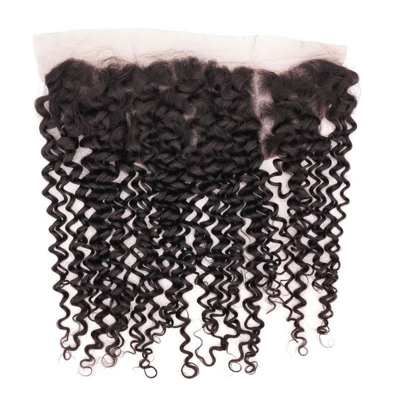 Frontal de cabello humano de encaje transparente Kinky Curly 13x4