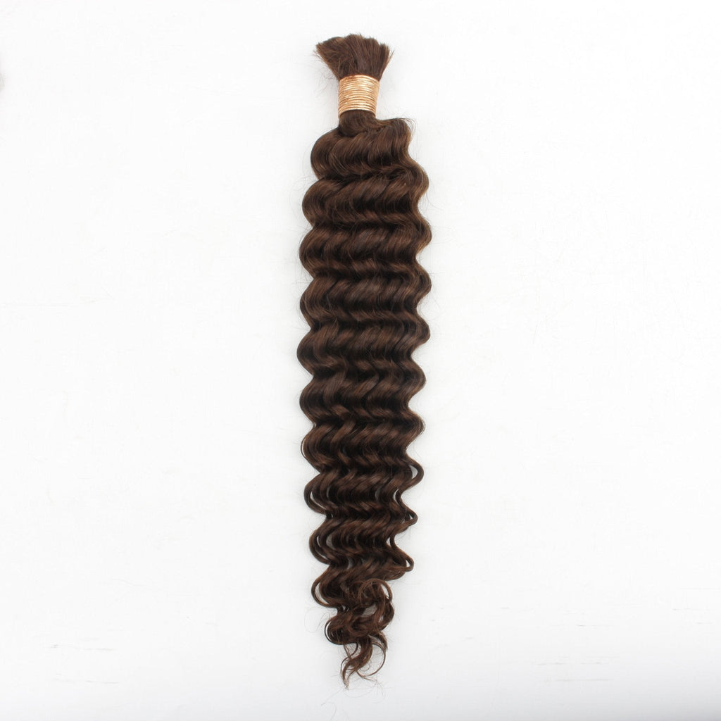 Cabello para trenzar humano 100% de onda profunda marrón medio, color 4, a granel