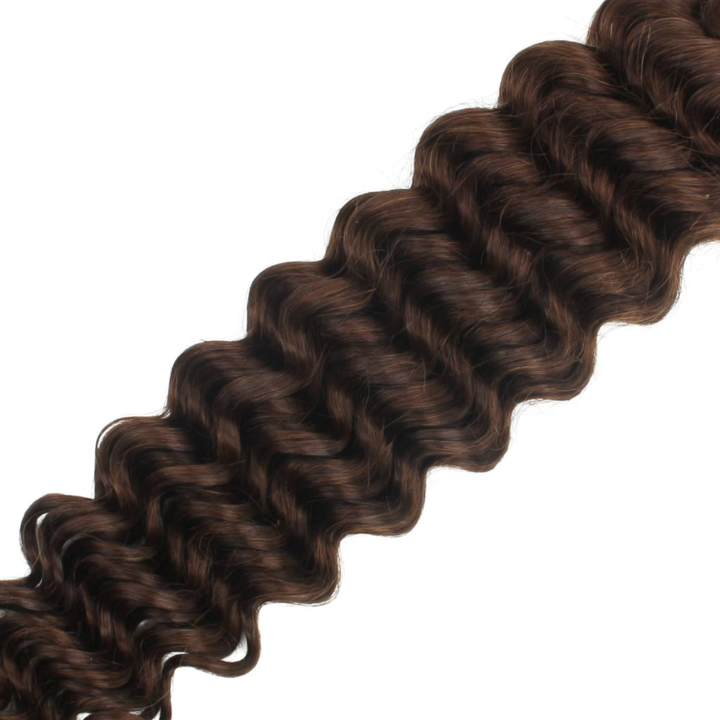 Cabello para trenzar humano 100% de onda profunda marrón medio, color 4, a granel