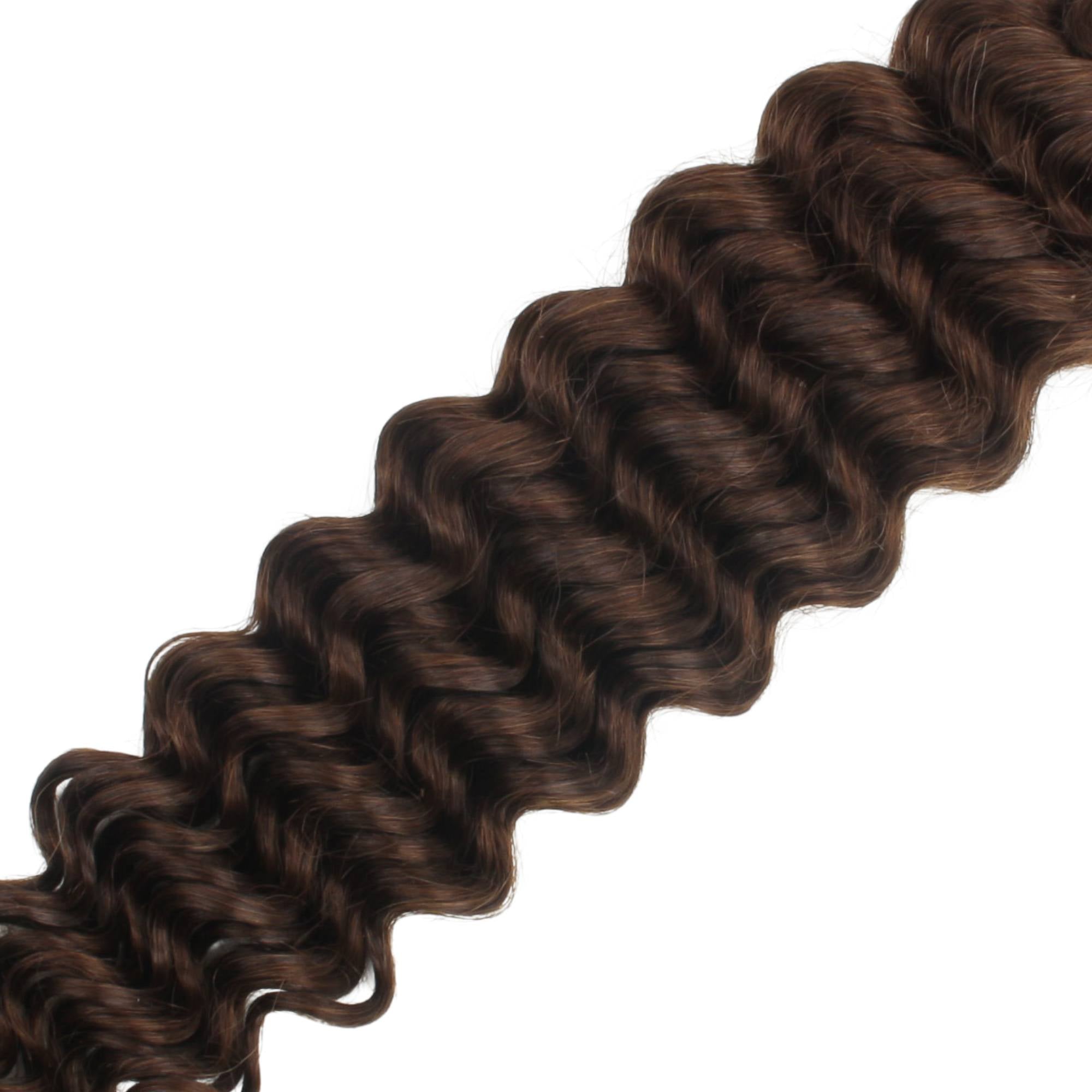 Cabello para trenzar humano 100% de onda profunda marrón medio, color 4, a granel