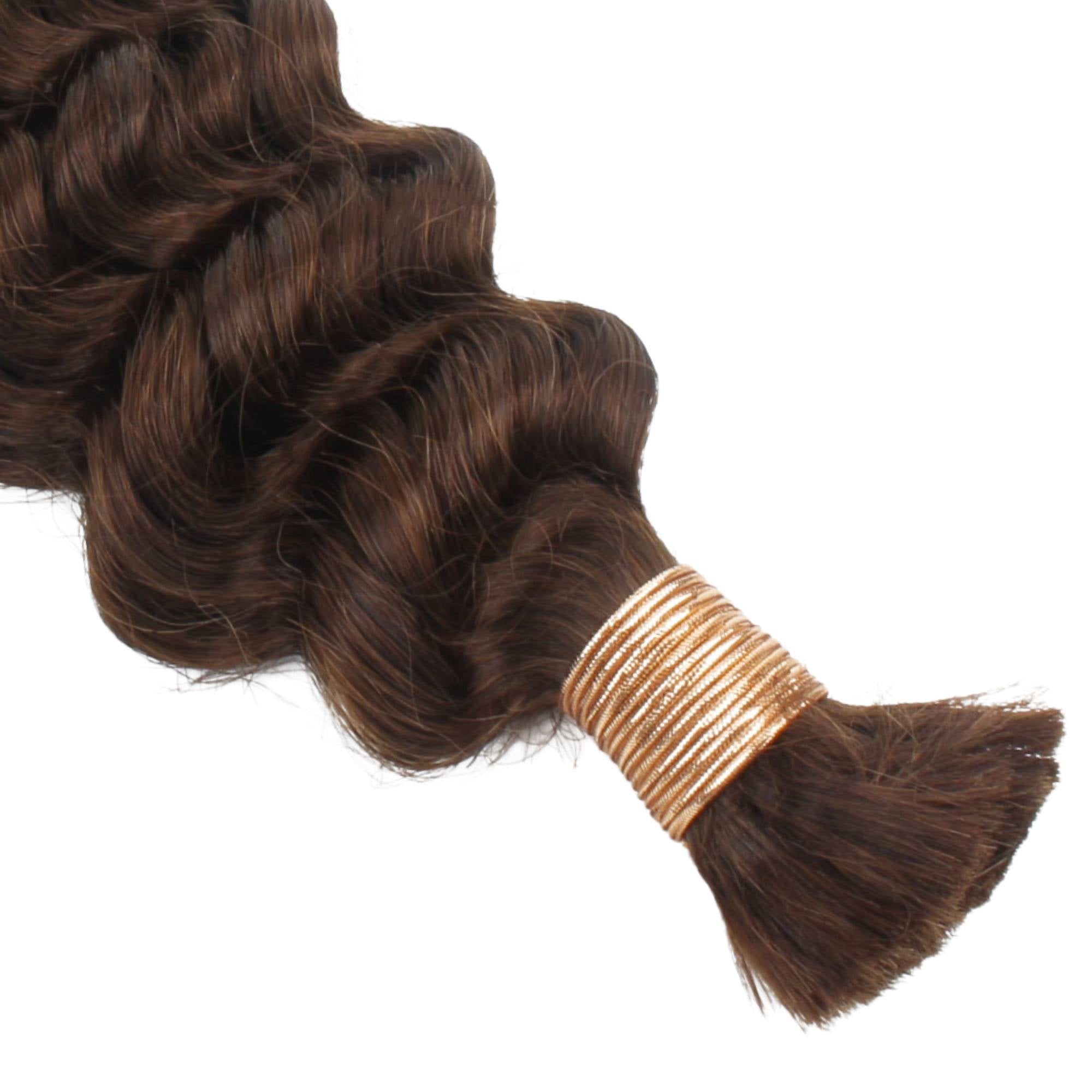 Cabello para trenzar humano 100% de onda profunda marrón medio, color 4, a granel