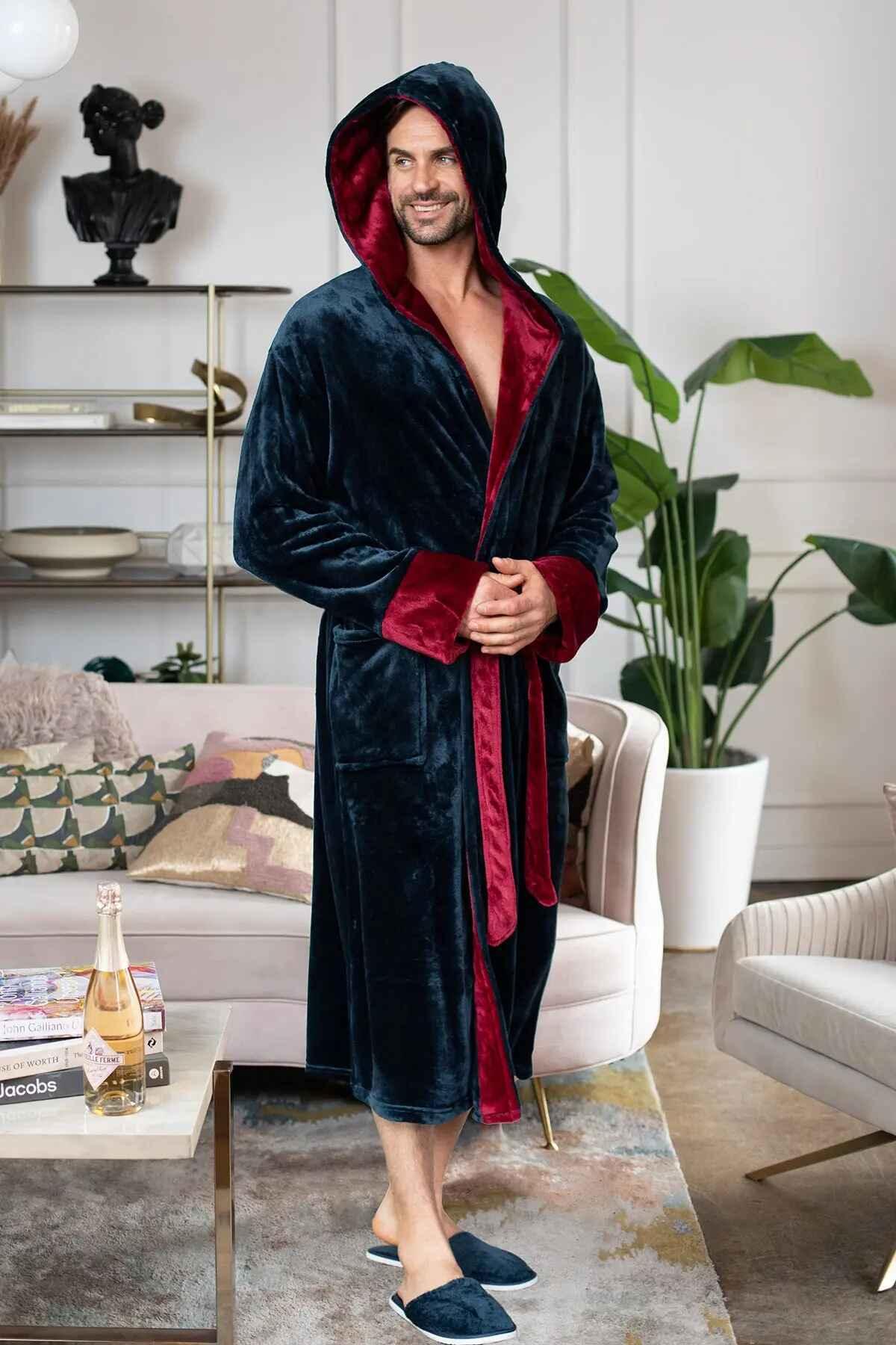 Bata de Hombre con Capucha – Confort de Felpa Ultra Suave para Uso Diario