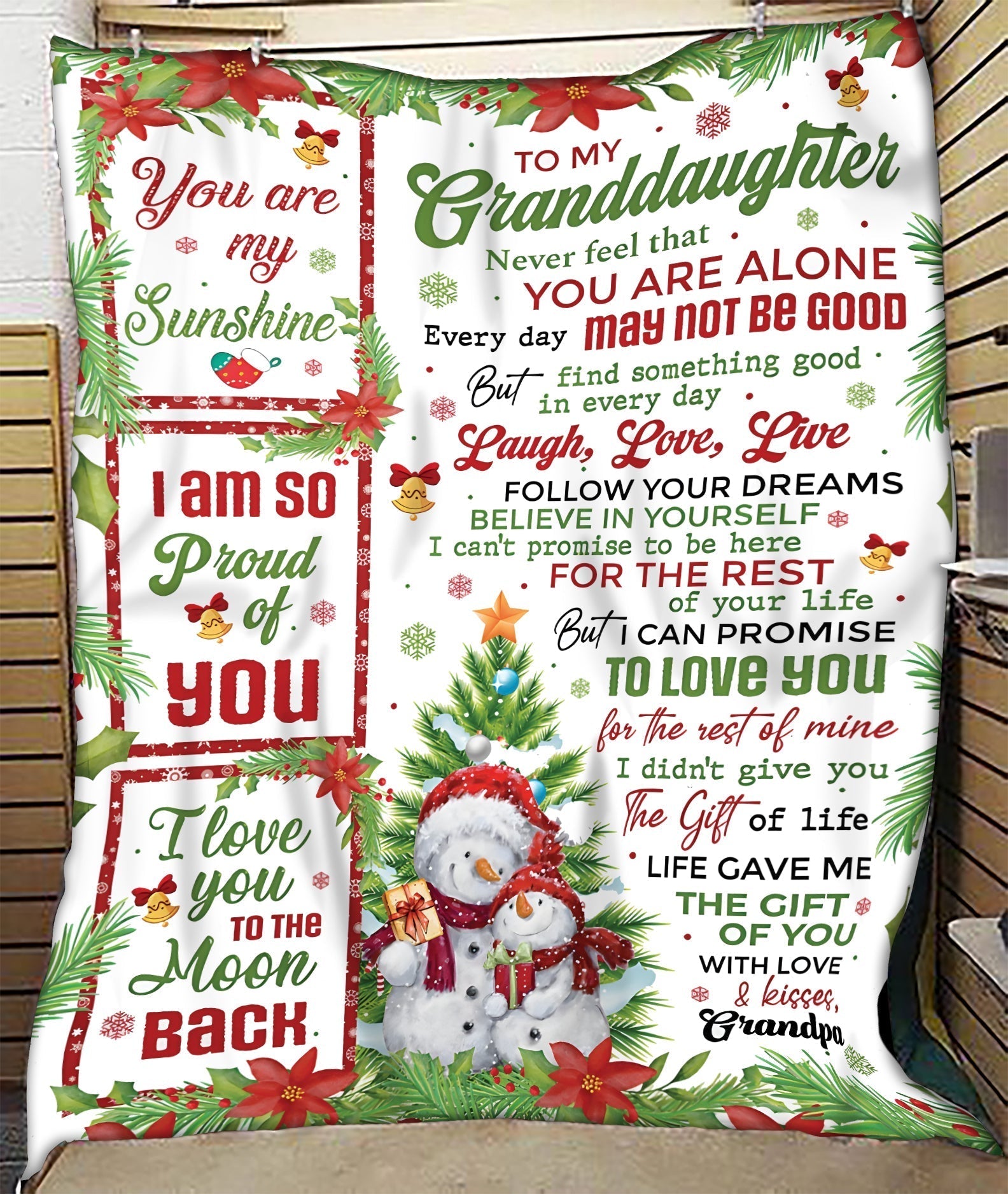 MANTA PARA NIETA – REGALO DE NAVIDAD DE ABUELO, CONFORTE Y CALIDEZ Manta acolchada de felpa sherpa NTTD00 (SKUB10-184)