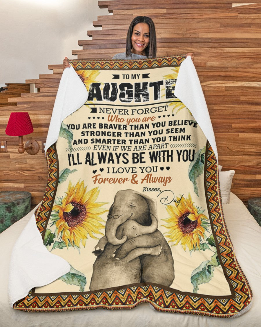 Manta de Elefante "Ama a tu Papá" - Regalo de Papá para Hija - Para mi Hija, Nunca Olvides Quién Eres (SKUB06-65)