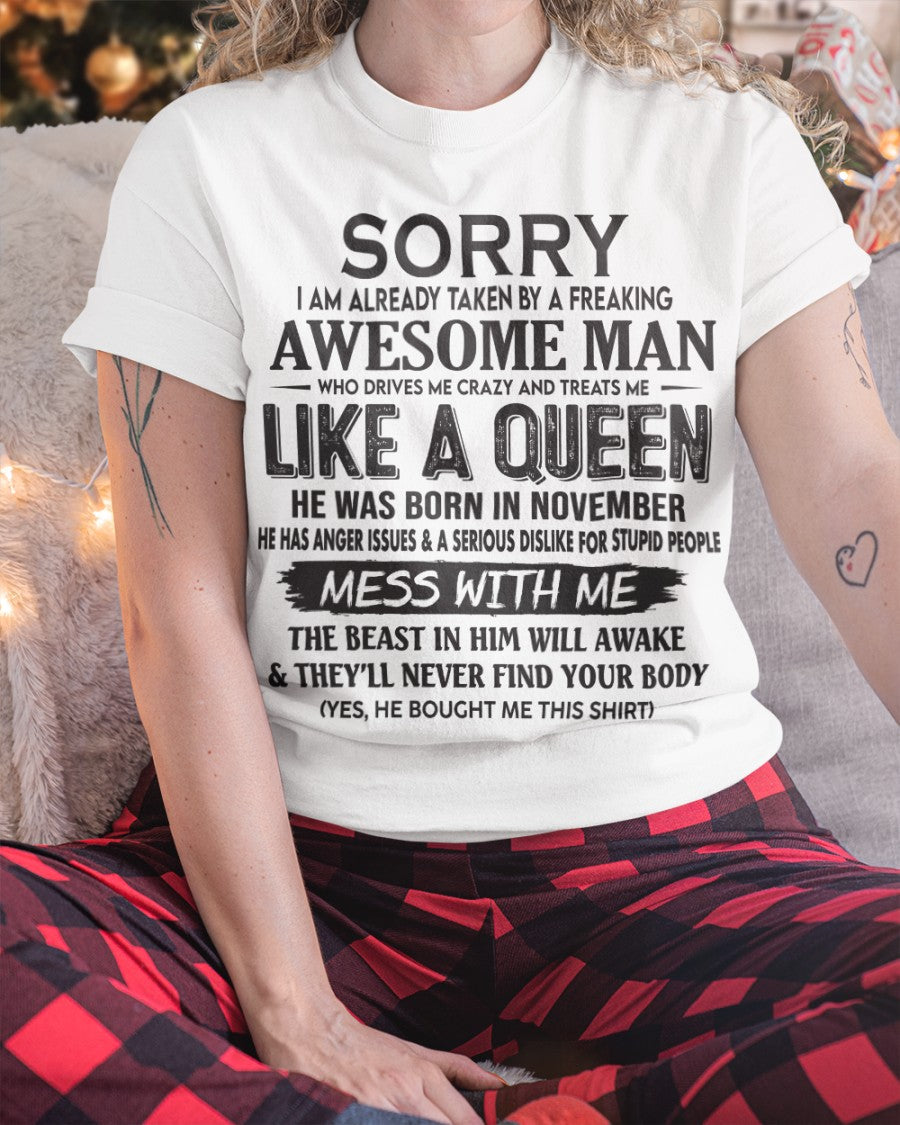 November - Awesome Man Born In November - Special gift for your Girlfriend - NGHL11 (SKU09-126-11)