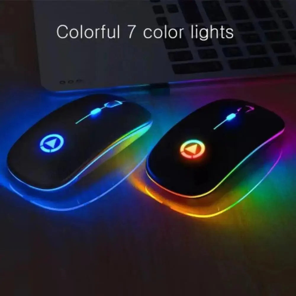 Ratón Inalámbrico Retro RGB Recargable Ratón Inalámbrico de Computadora Silencioso Ratón Óptico Portátil para Oficina con USB LED Retroiluminado Ratón de Juego para Oficina Portátil