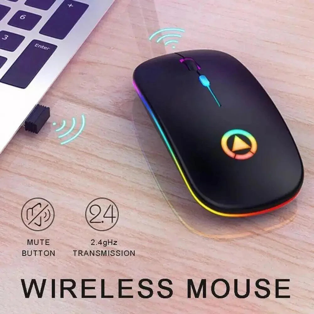 Ratón Inalámbrico Retro RGB Recargable Ratón Inalámbrico de Computadora Silencioso Ratón Óptico Portátil para Oficina con USB LED Retroiluminado Ratón de Juego para Oficina Portátil