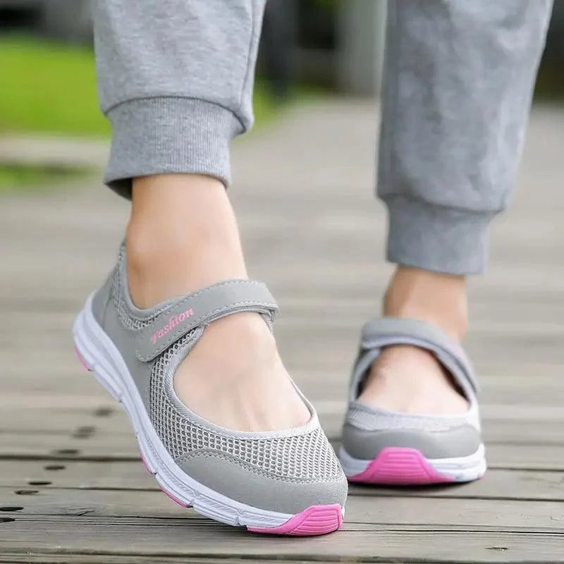 Zapatillas deportivas de mujer transpirables de verano, malla elegante y cómodas a la moda