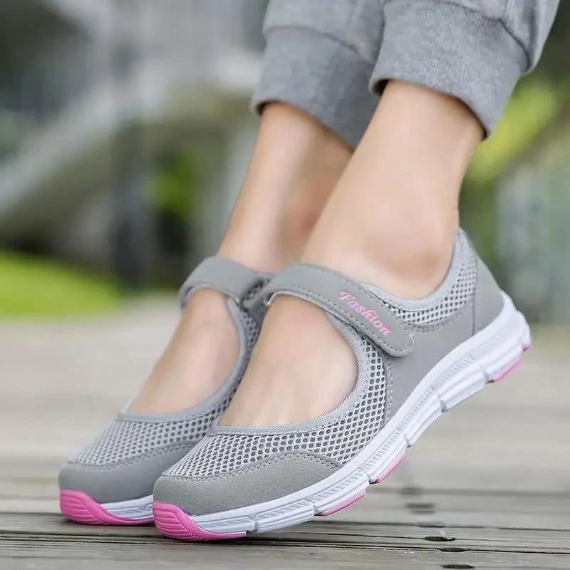 Zapatillas deportivas de mujer transpirables de verano, malla elegante y cómodas a la moda
