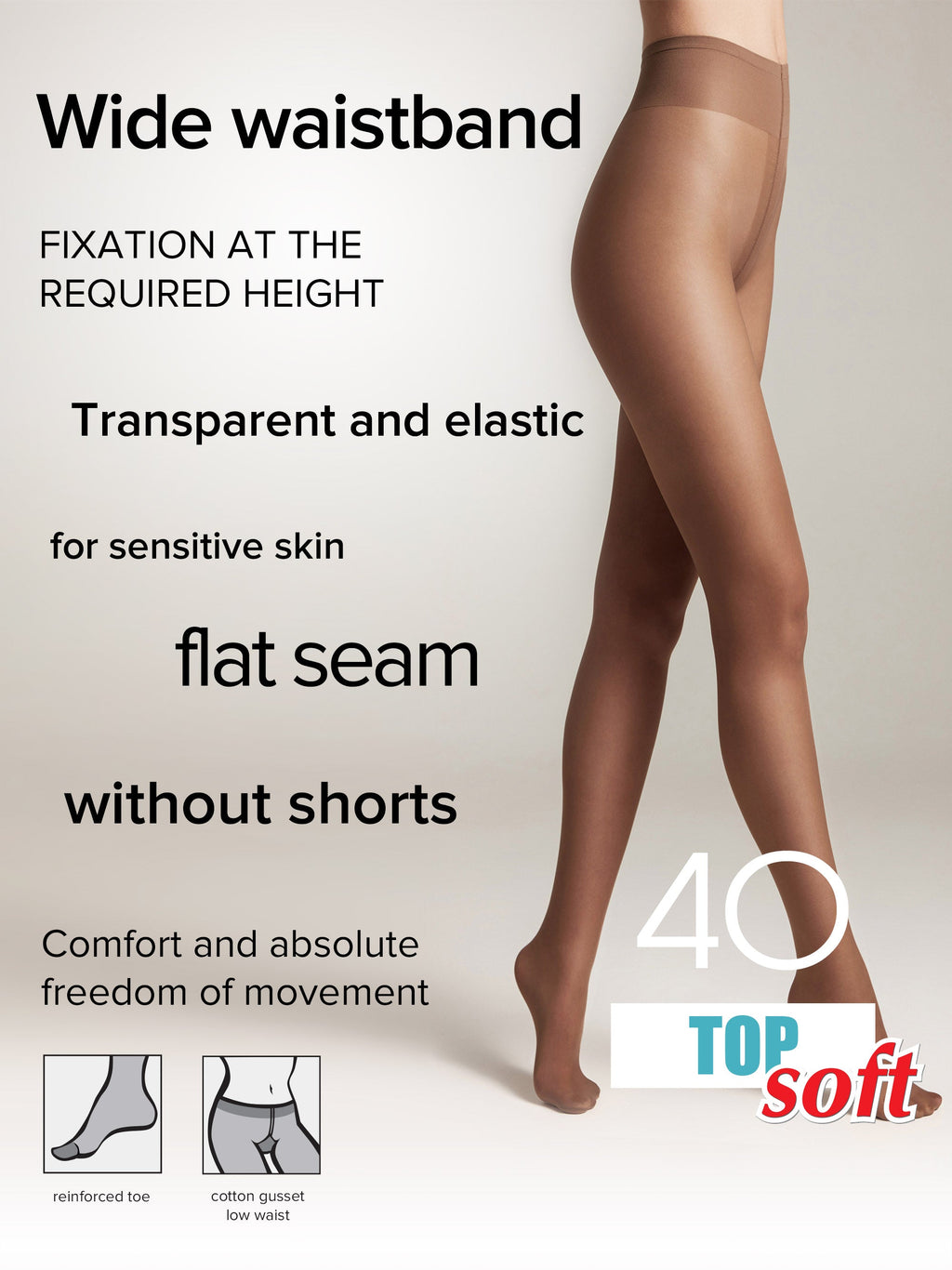 Medias Conte Top Soft 40 Den - Ajuste Regulable para Pieles Sensibles
