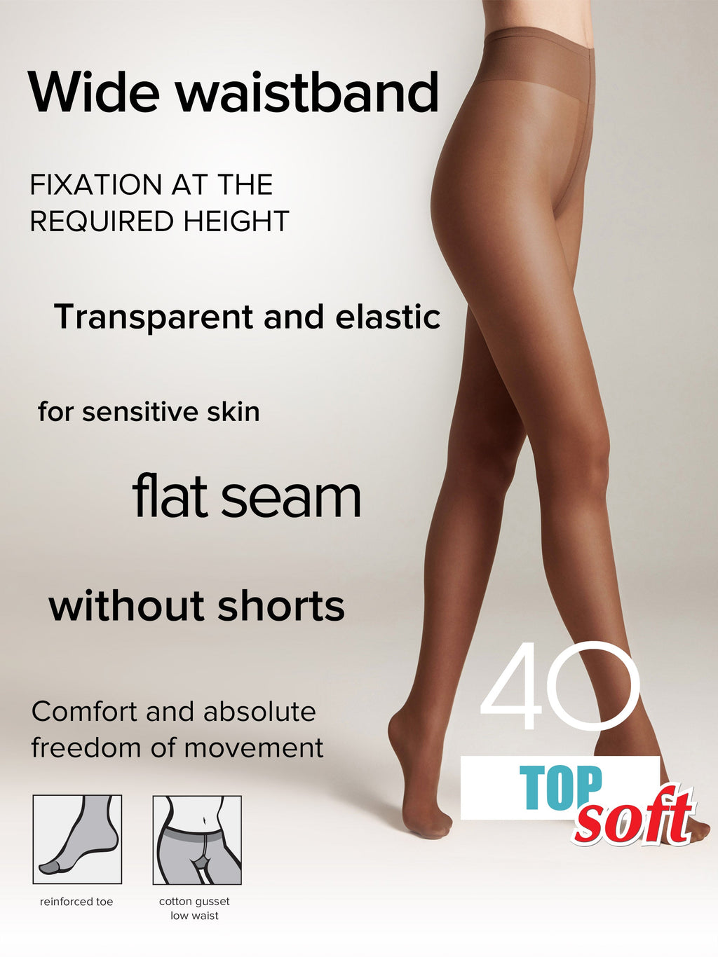 Medias Conte Top Soft 40 Den - Ajuste Regulable para Pieles Sensibles