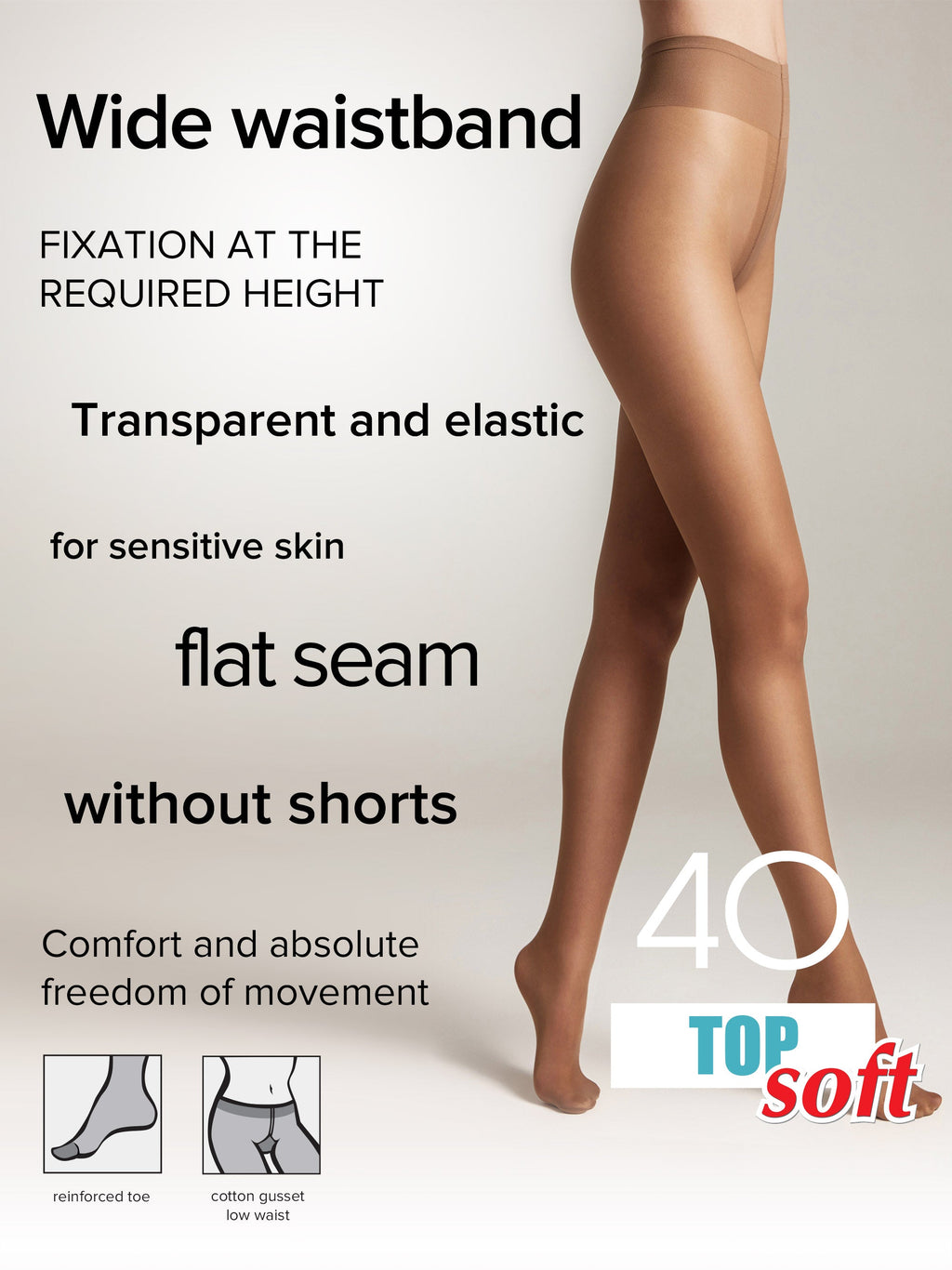 Medias Conte Top Soft 40 Den - Ajuste Regulable para Pieles Sensibles