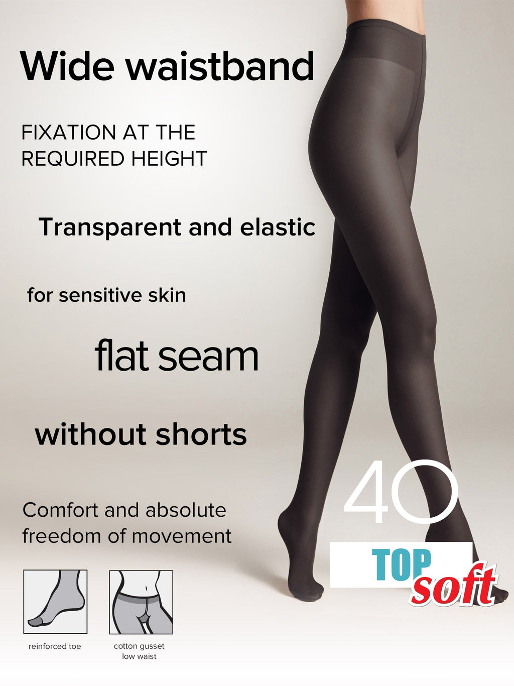 Medias Conte Top Soft 40 Den - Ajuste Regulable para Pieles Sensibles