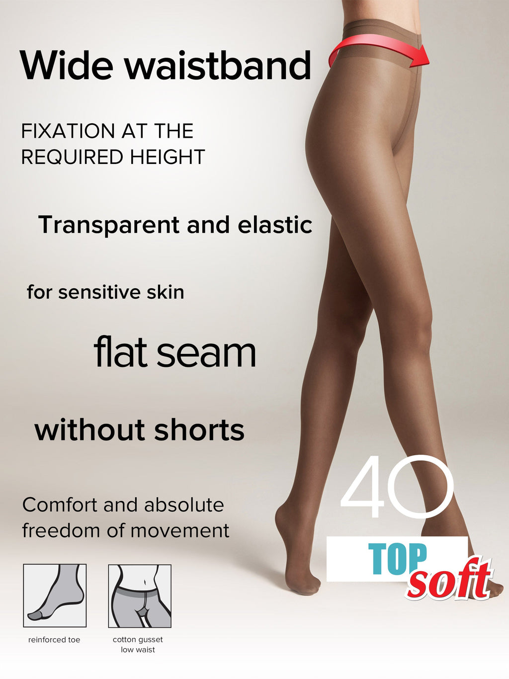 Medias Conte Top Soft 40 Den - Ajuste Regulable para Pieles Sensibles