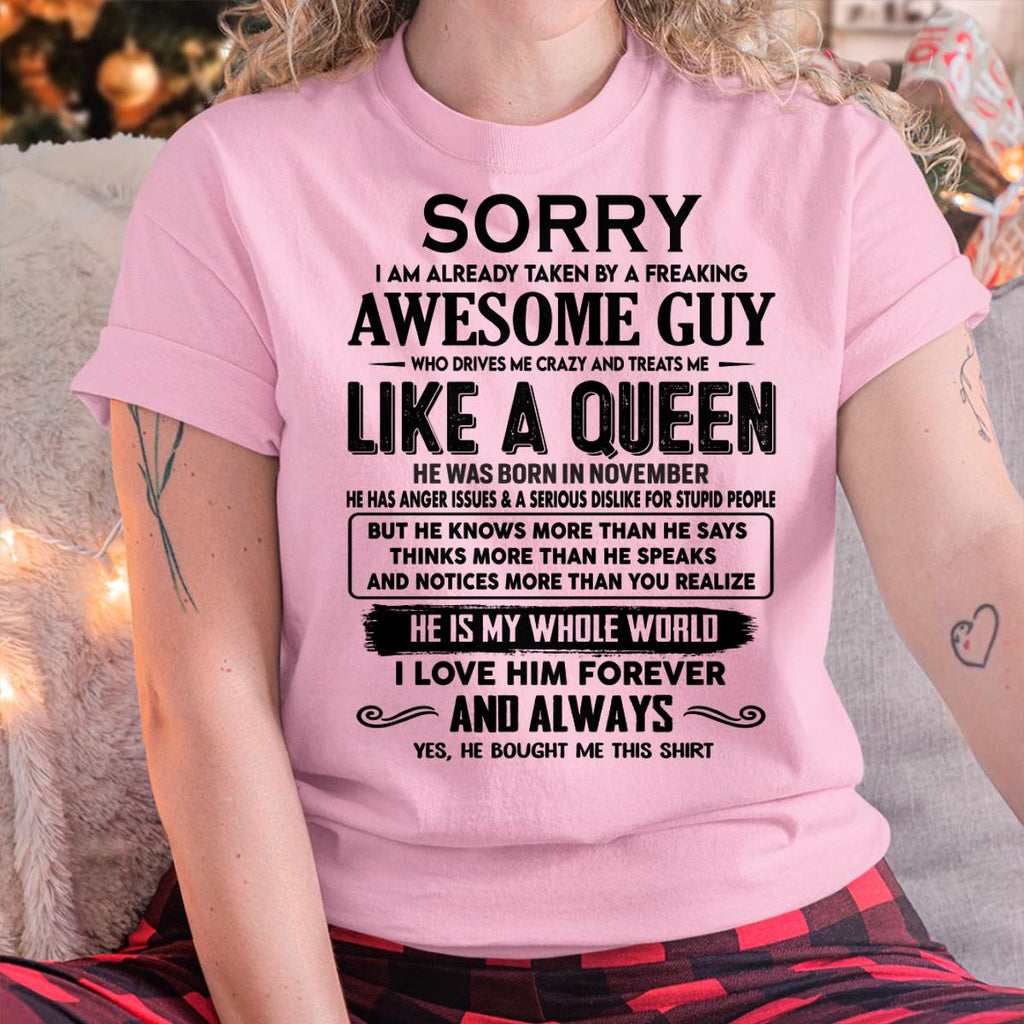 November - Sorry I am already taken by a freaking awesome guy - Gift for Wife From Husband - NGHL11 (SKU-SRG-11)
