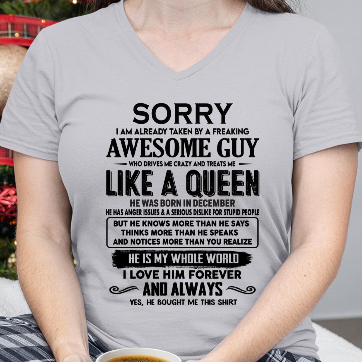 December - Sorry I am already taken by a freaking awesome guy - Gift for Wife From Husband - NGHL12 (SKU-SRG-12)