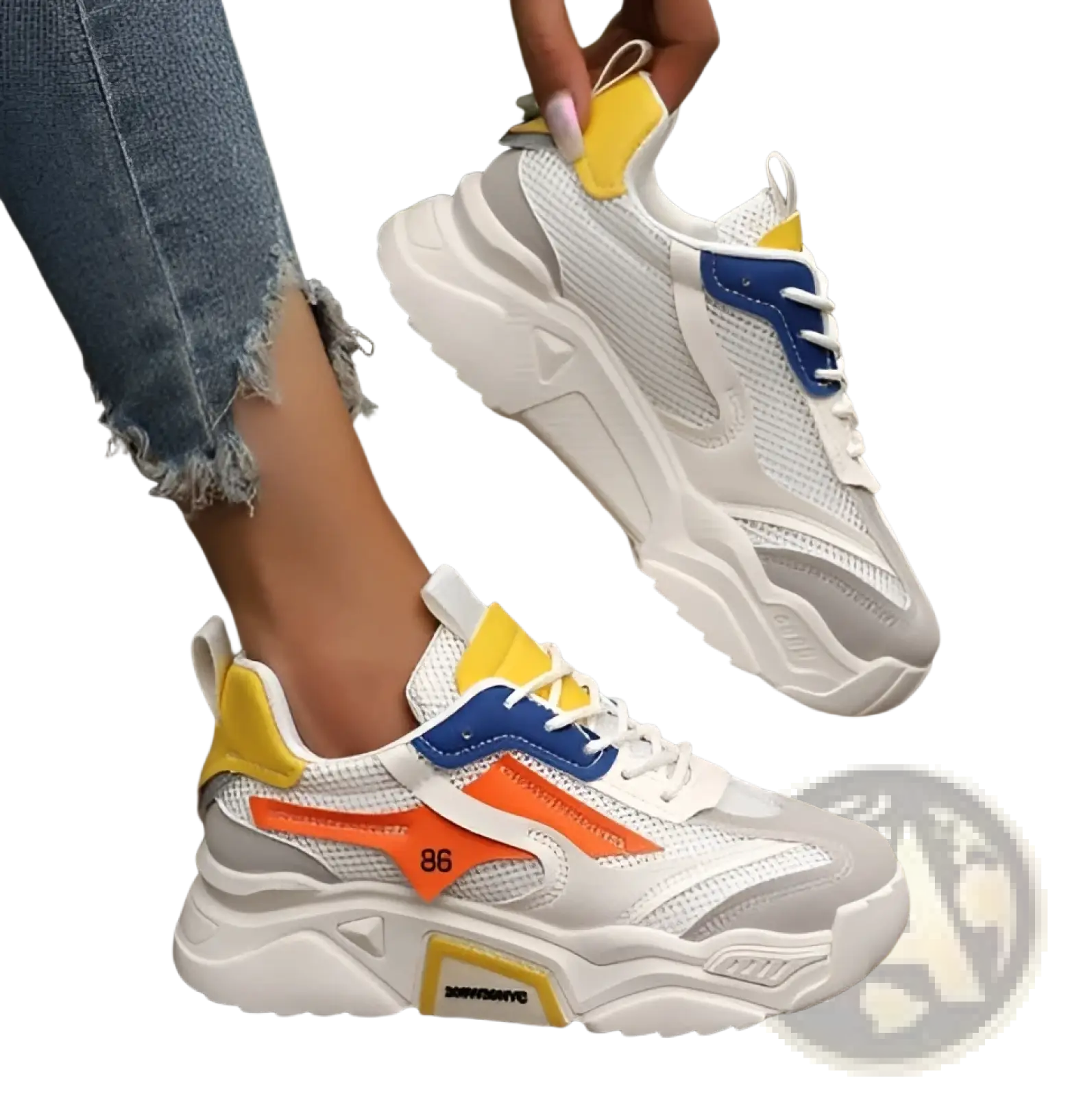 Zapatillas de plataforma de malla para mujer, calzado grueso transpirable